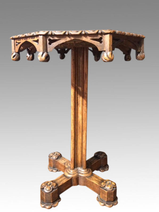 Gothic oak pedestal table.