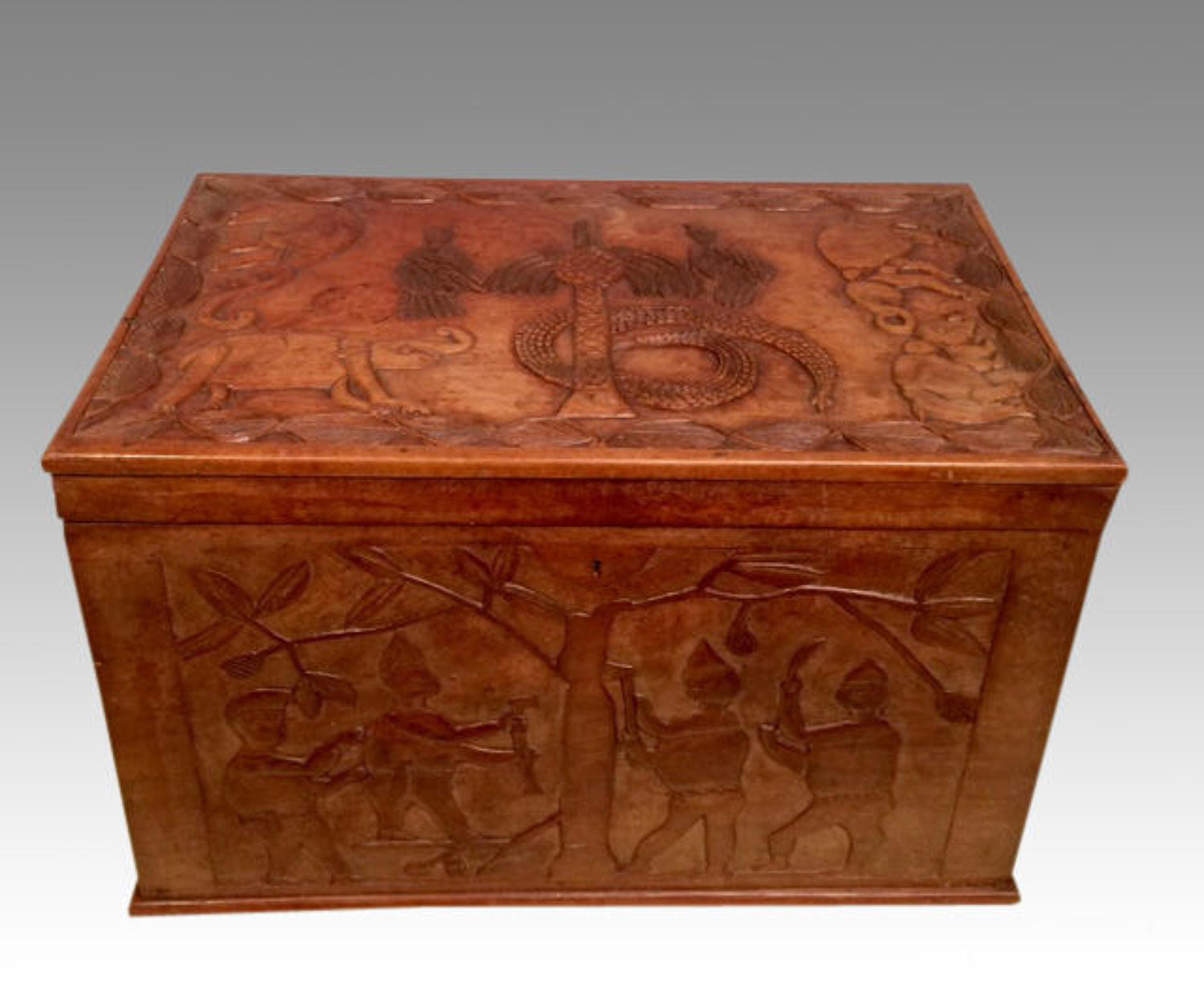 African carved hardwood chest.