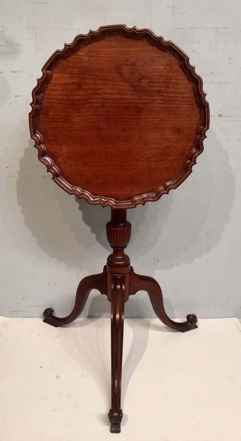 Antique mahogany piecrust top wine table.