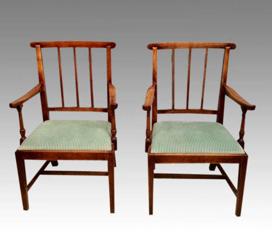 Pair of Georgian antique fruitwood armchairs.