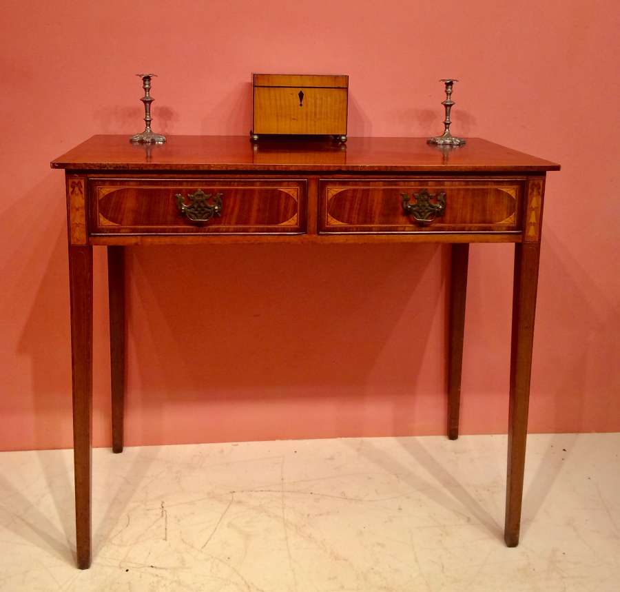 19th century inlaid mahogany writing table.