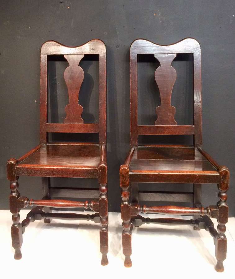 Pair of Queen Anne oak side chairs.
