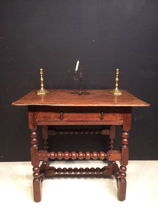 Charles II oak bobbin turned side table.