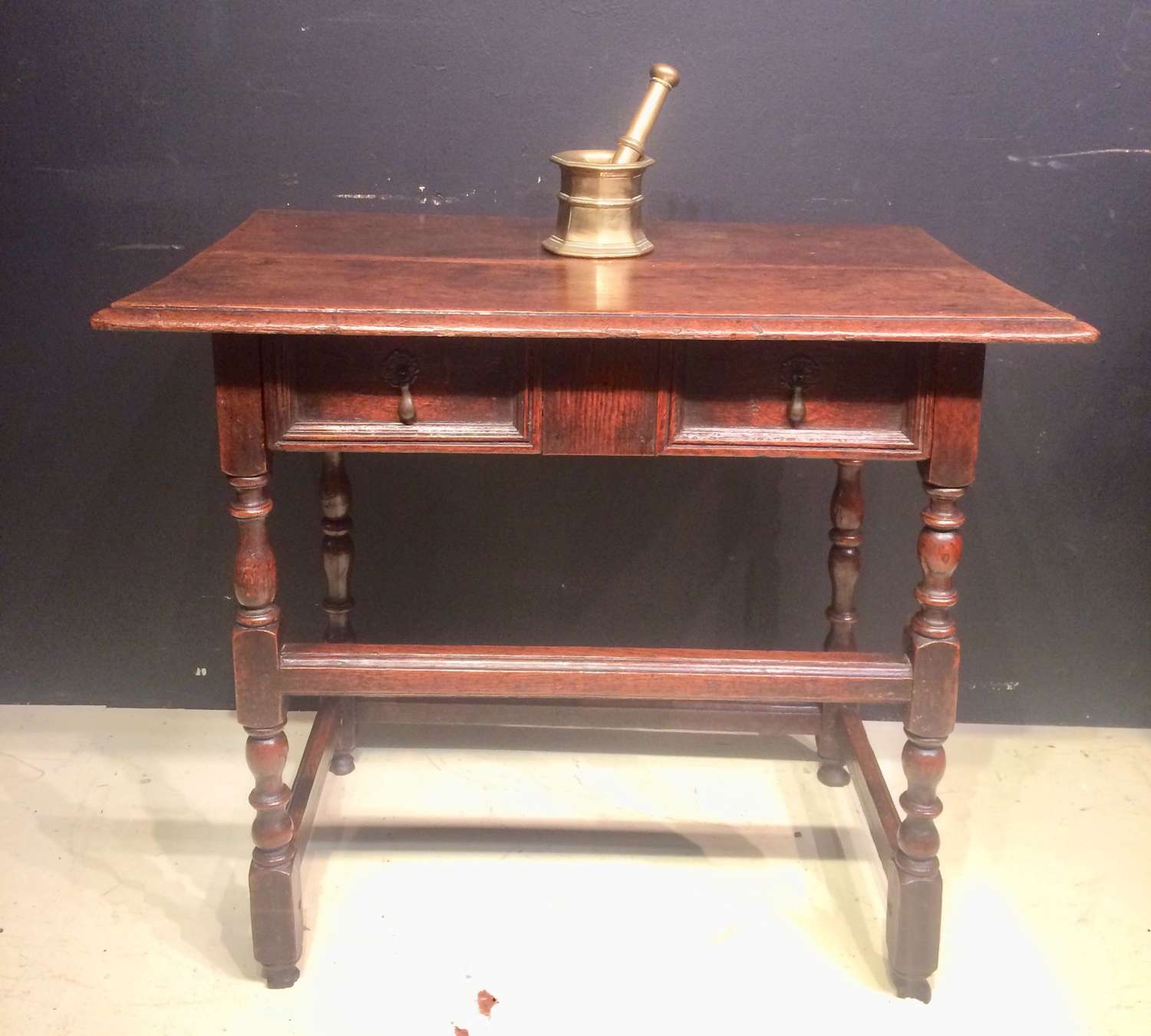 William and Mary oak side table.