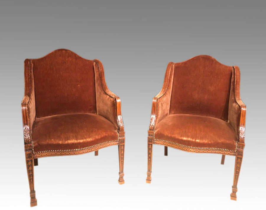 Pair of 19th century oak tub chairs.