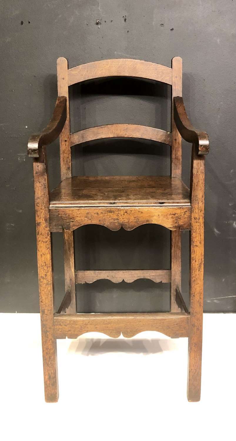 Georgian Welsh oak child's high chair.