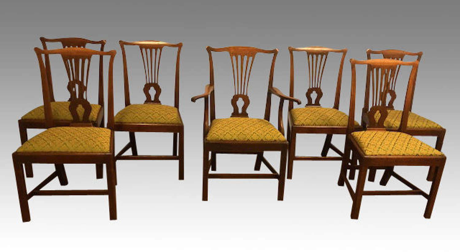 Set of 7 Georgian mahogany dining chairs.