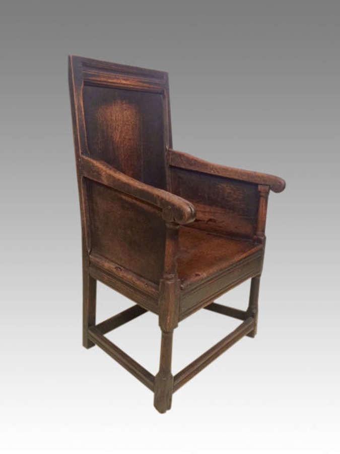 Small 17th century Welsh oak armchair.