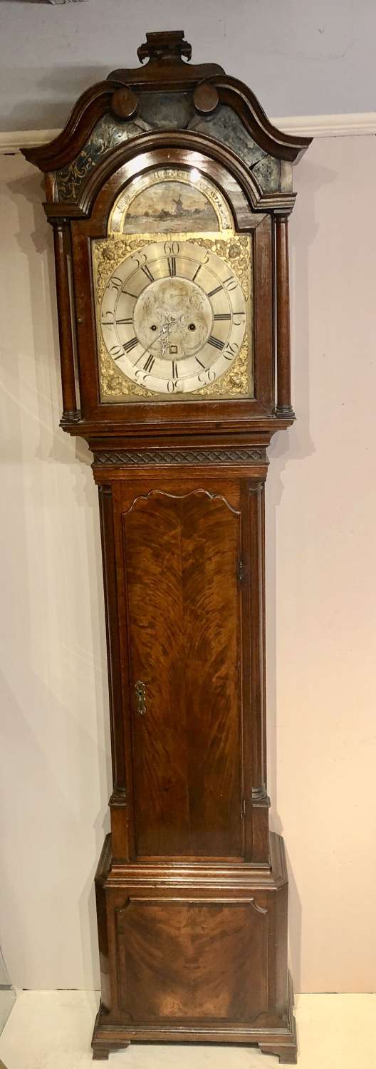 Georgian mahogany longcase clock by Joshua Harrocks of Lancaster.