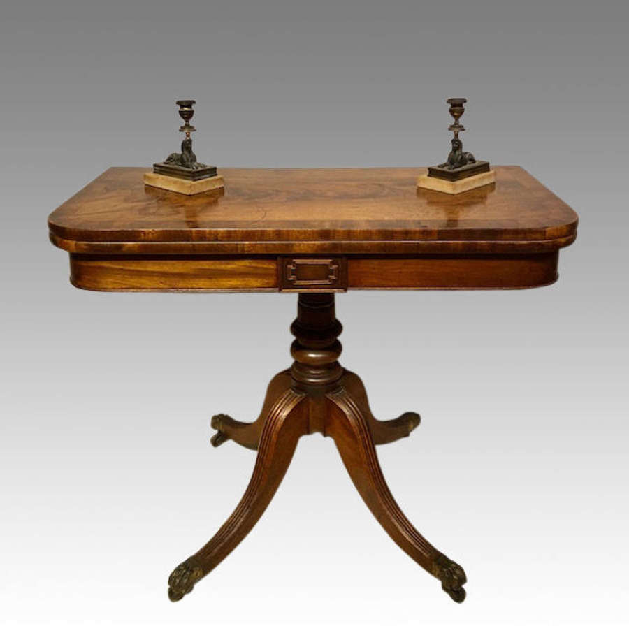 Regency mahogany pedestal card table.