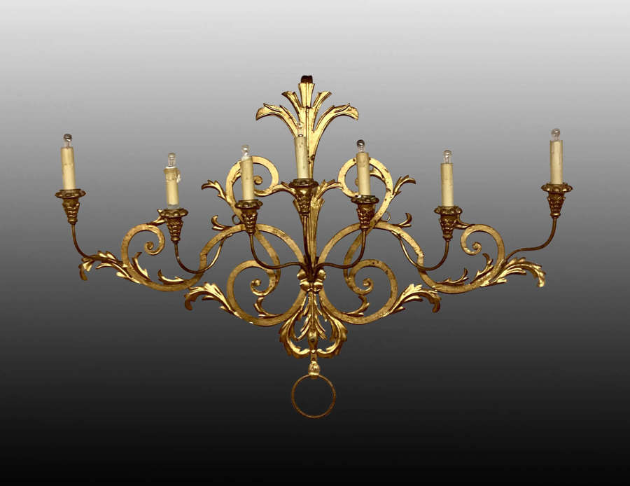 Large antique gilded metal wall sconce.