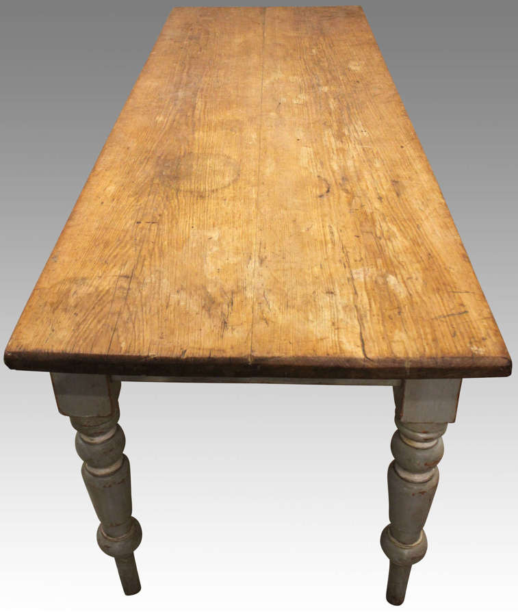 Antique pine farmhouse kitchen dining table.