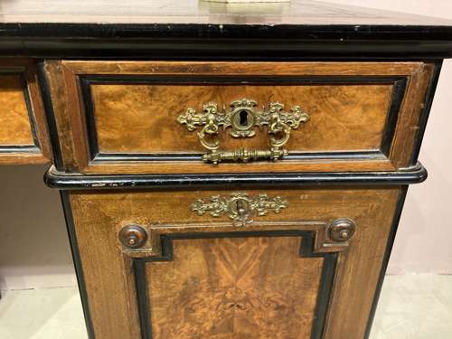Victorian burr walnut pedestal desk