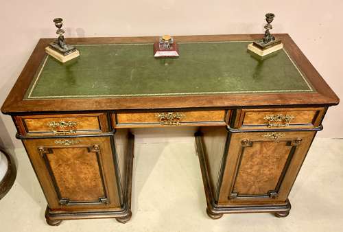Victorian burr walnut pedestal desk