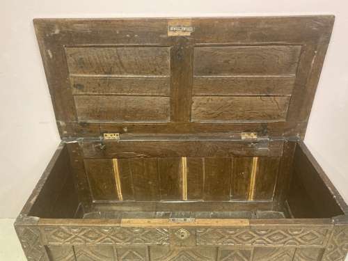 17th century carved oak coffer.