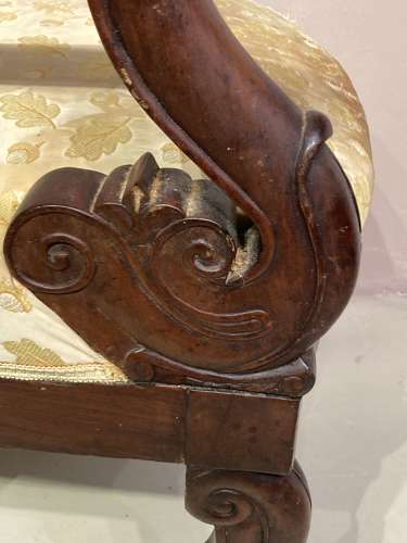 Antique French mahogany armchair.