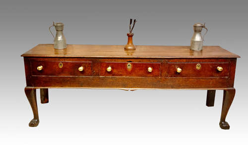 Welsh oak cabriole leg dresser base.