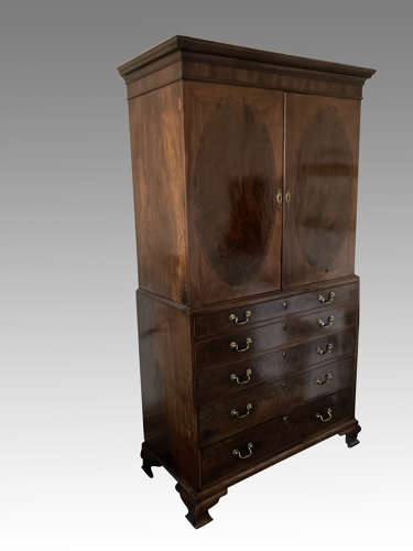 Georgian mahogany secretaire linen press.