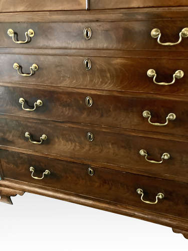Georgian mahogany secretaire linen press.
