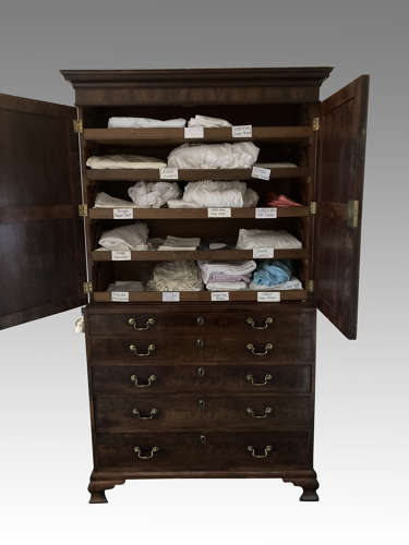 Georgian mahogany secretaire linen press.