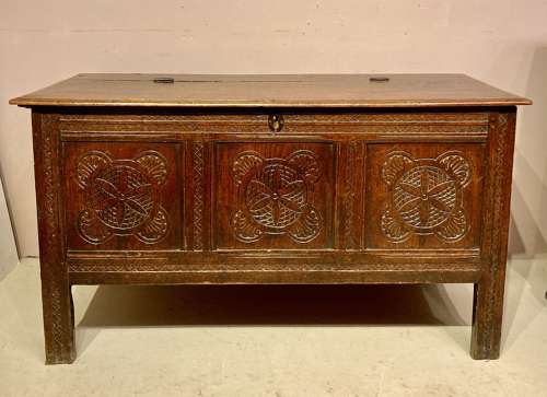17th century carved oak coffer.