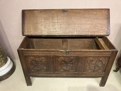 17th century carved oak coffer.