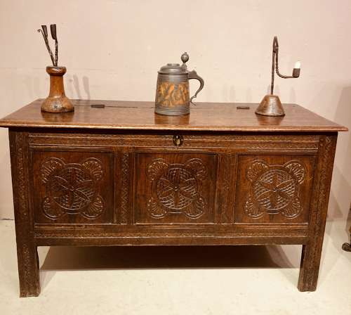 17th century carved oak coffer.