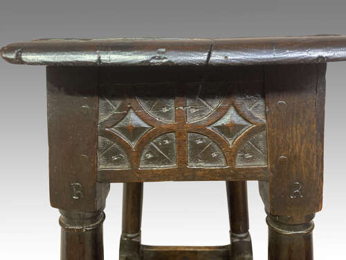Early 17th century oak joint stool.