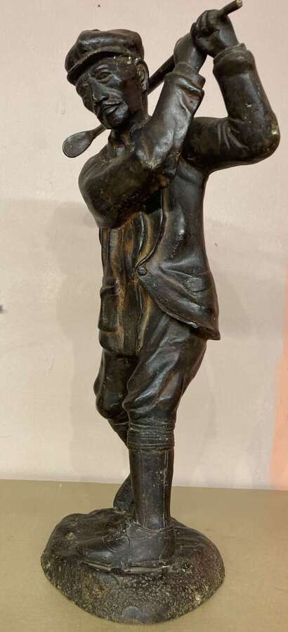 Late 19th century spelter figure of a golfer.