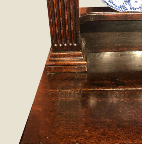 Geo II Welsh oak cabriole leg dresser and shelves.