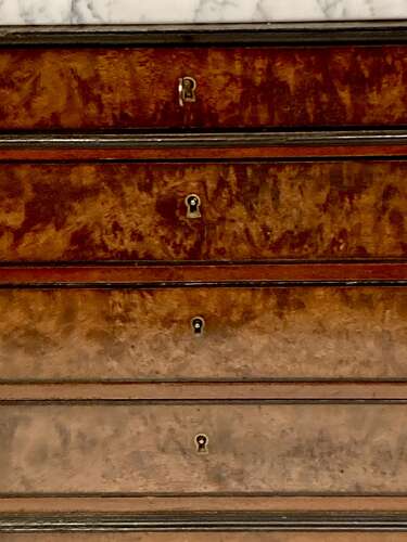 Miniature French mahogany chest of drawers .