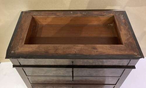 Miniature French mahogany chest of drawers .