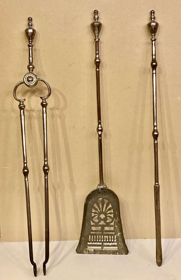 Set of Georgian polished steel fireirons.