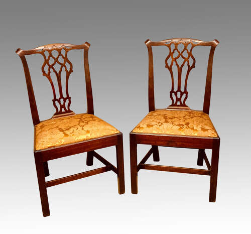 Pair of Chippendale mahogany side chairs.