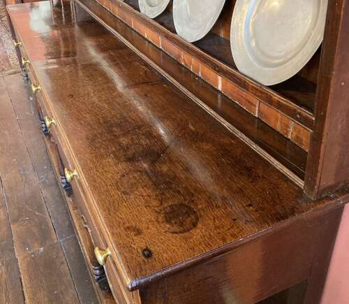 Antique Welsh dresser and shelves.