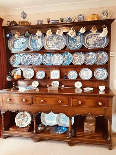 Antique Welsh dresser and shelves.