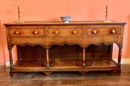 Antique Welsh dresser and shelves.