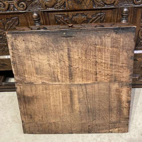 Charles II carved oak mule chest.