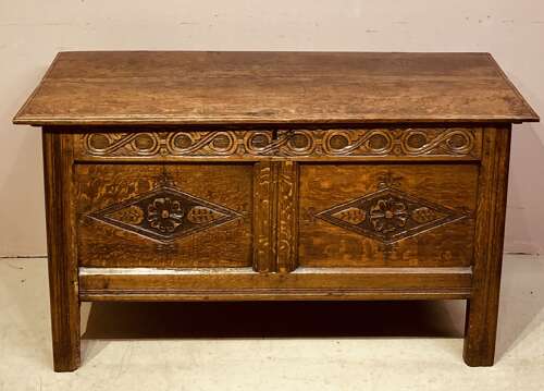 17th century carved oak coffer.