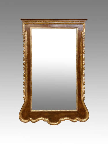 Large 19th century mahogany and carved giltwood wall mirror.