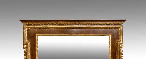 Large 19th century mahogany and carved giltwood wall mirror.