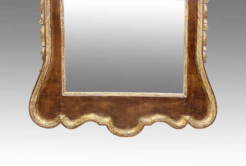 Large 19th century mahogany and carved giltwood wall mirror.