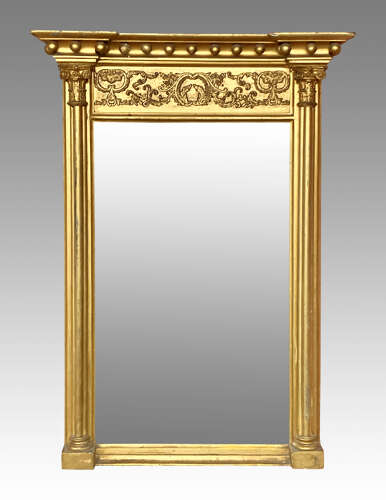 Regency carved giltwood pier mirror.