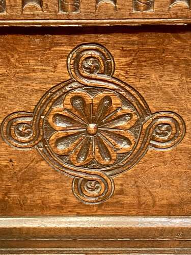 Charles I carved oak coffer.