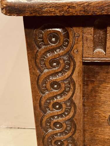 Charles I carved oak coffer.