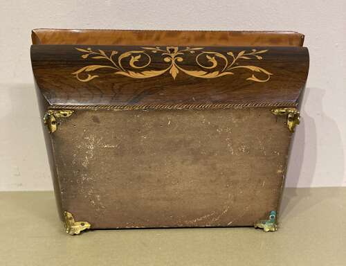 Antique rosewood and marquetry jewellery box.