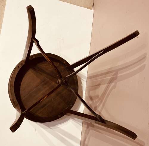 19th century circular inlaid mahogany lamp table.