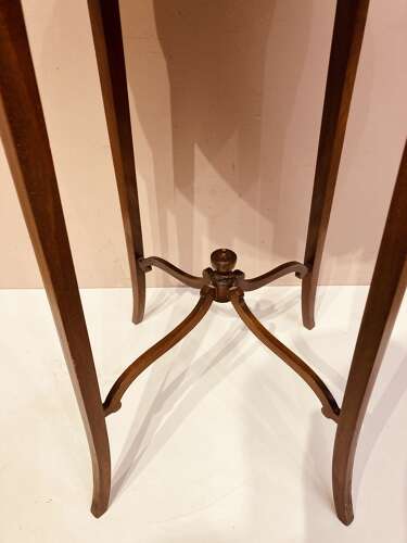 19th century circular inlaid mahogany lamp table.