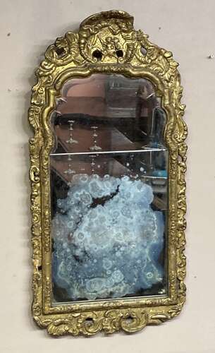 Queen Anne  carved  giltwood and gesso mirror.
