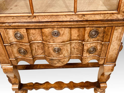 Small Antique burr walnut cabinet on stand.